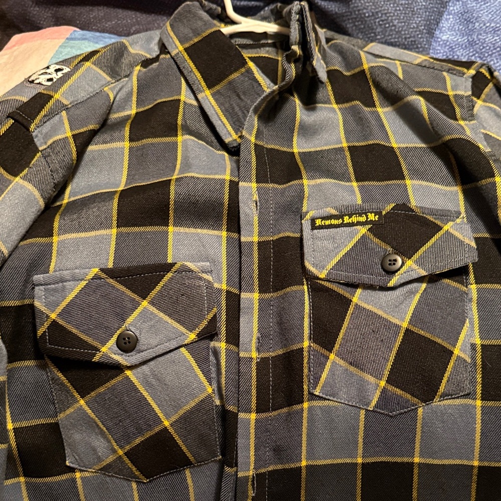 Demons Behind Me Men's Black and Yellow Plaid Jacket